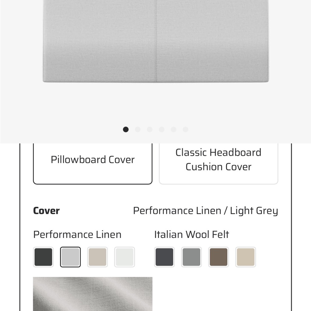 Thuma - Brand New, Queen Light Grey Performance Linen Pillowboard Cover